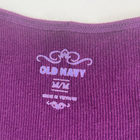 Vintage Old Navy Y2K Ribbed Knit Tank Top Sz M Purple Preppy Bias Stretch Grunge - Picture 4 of 9